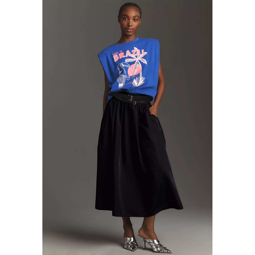 Farm Rio x Anthropologie Graphic Brazil Muscle Tee Sleeveless Blue Small